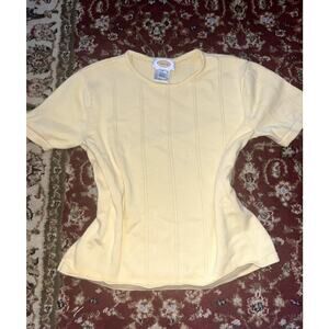 Talbots Butter Yellow Ribbed Short Sleeve Knit Top – Size M